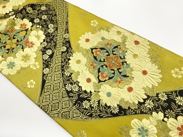JAPANESE FUKURO OBI / MATELASSE / WOVEN FLOWER CREST